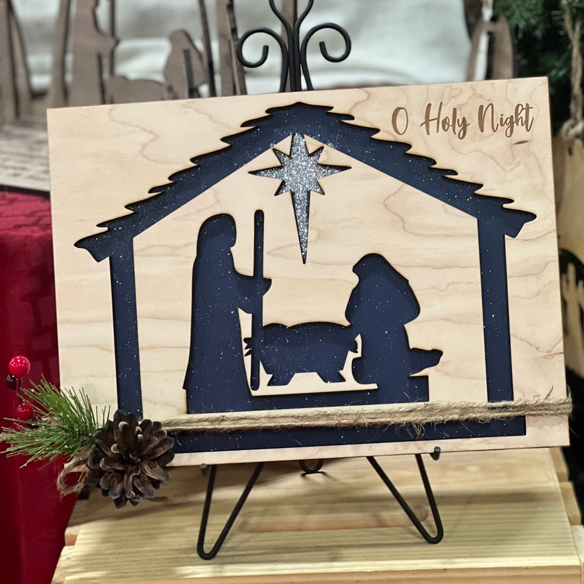 "Oh Holy Night" Christmas Stable Nativity Scene