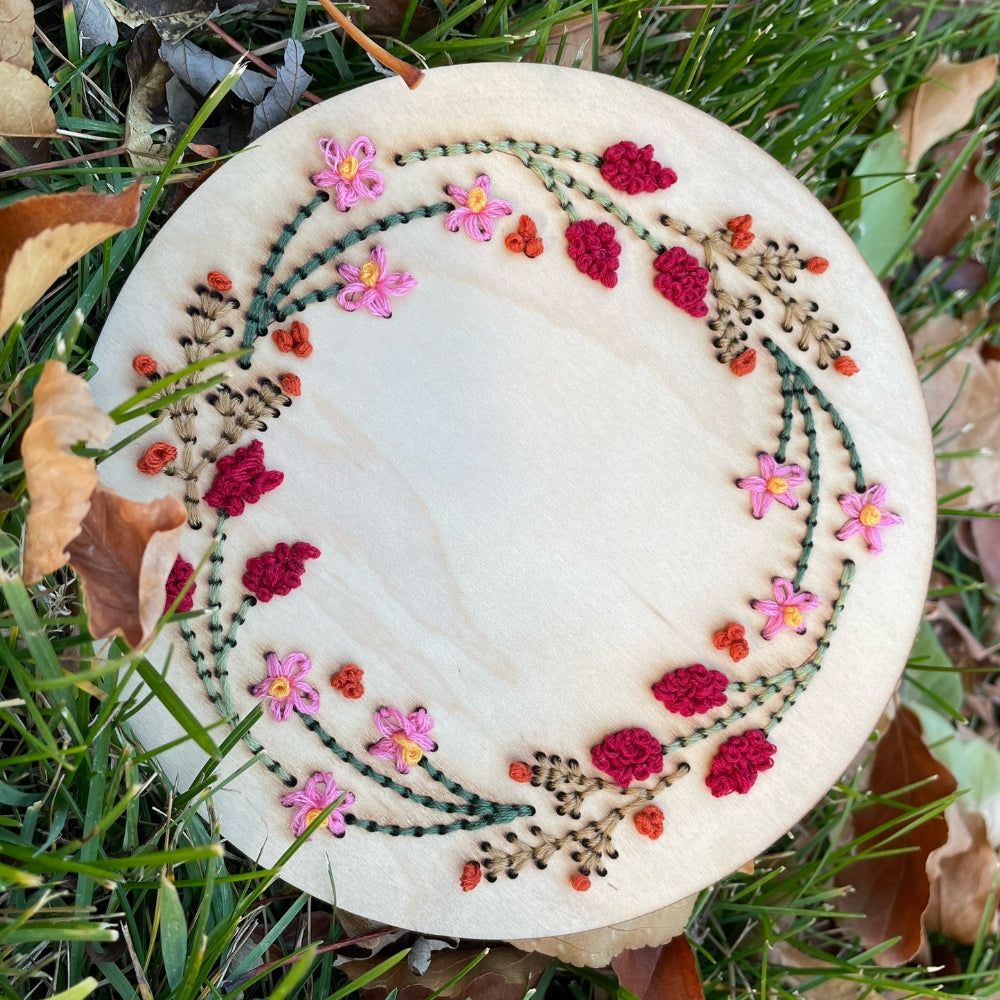 Wooden Autumn wreath DIY newest embroidery kit, bead stitch on wood, set of wooden blanks to create wreath embroidered with beads or a cross