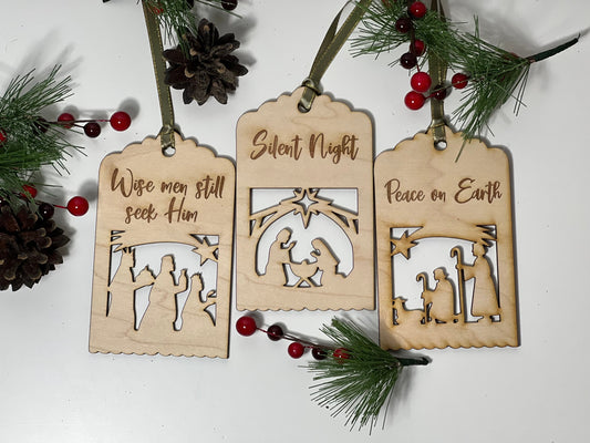 Set of 3 Nativity Oversized Tags Small
