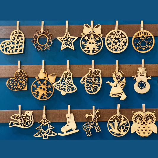 Set of 6 Christmas Ornaments Scandinavian Lace Look