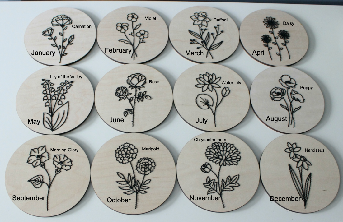 Birth Flower DIY Embroidery Boards